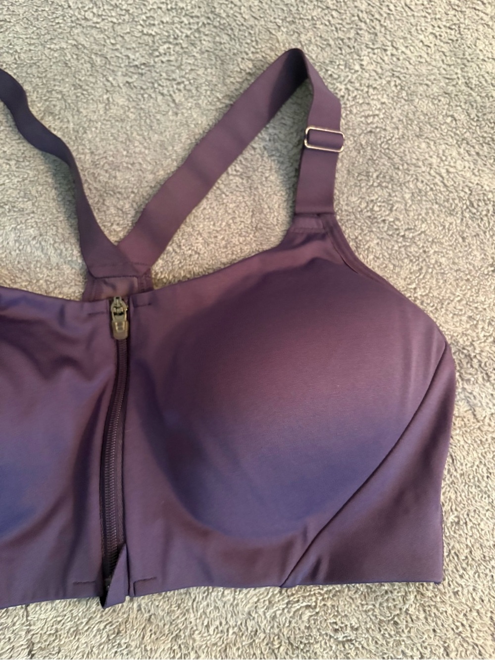 All In Motion Purple Sports Bra 36B Front Zipper Adjustable Straps Padded - Picture 4 of 9